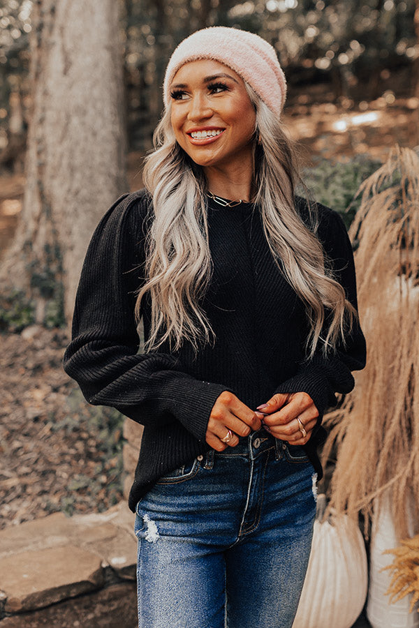 European Holiday Sweater Top in Black