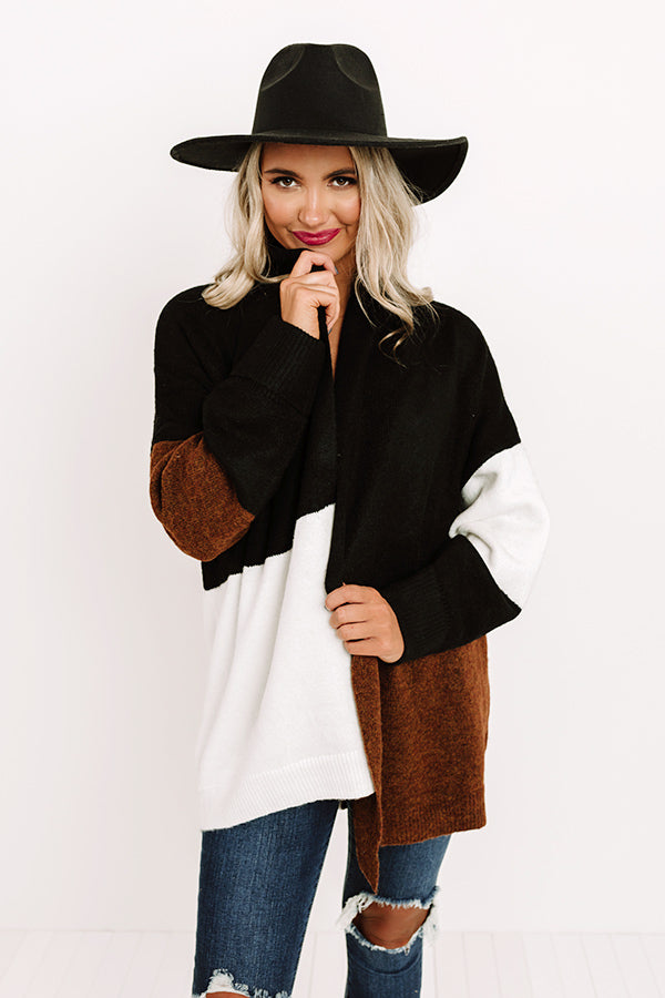 Hello, Harvard Colorblock Cardigan In Black Image - 1
