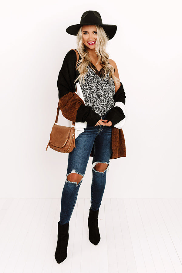 Hello, Harvard Colorblock Cardigan In Black Image - 1