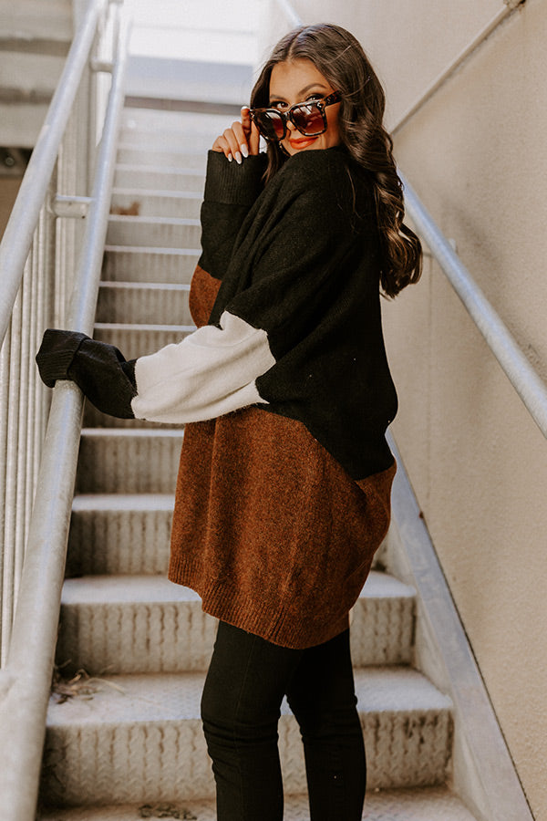 Hello, Harvard Colorblock Cardigan In Black Image - 1