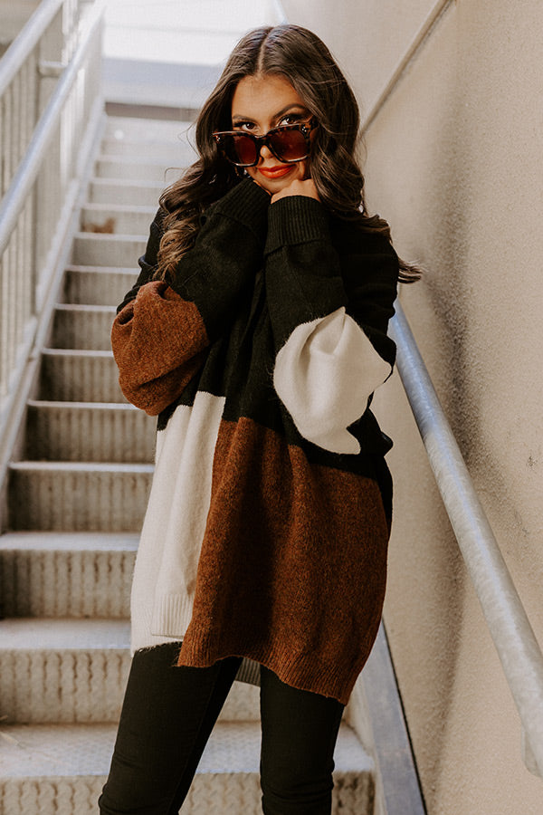 Hello, Harvard Colorblock Cardigan In Black Image - 1
