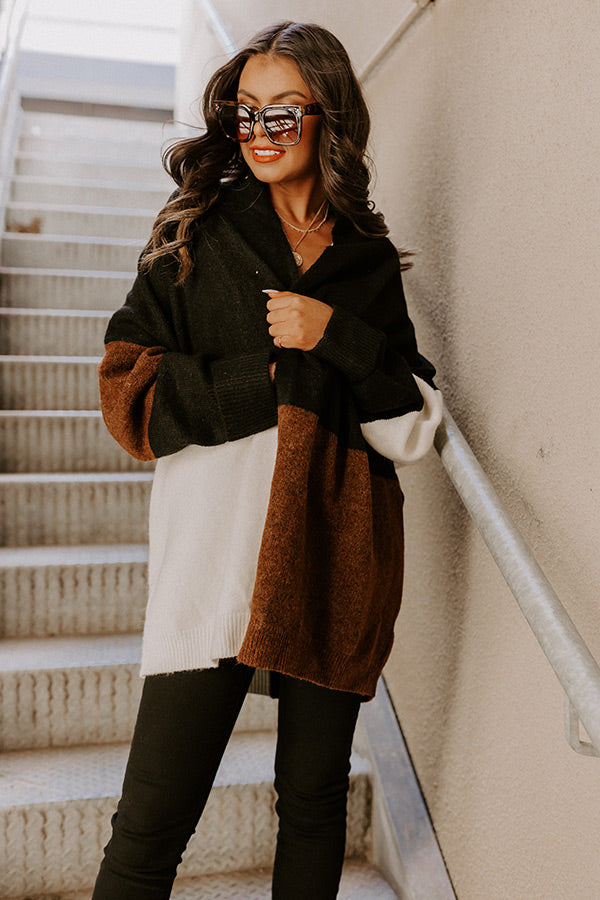 Hello, Harvard Colorblock Cardigan In Black Image - 1