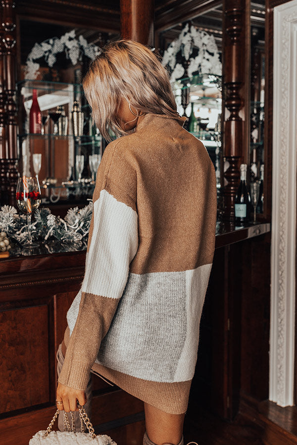 Hello, Harvard Colorblock Sweater Dress In Iced Latte Image - 1