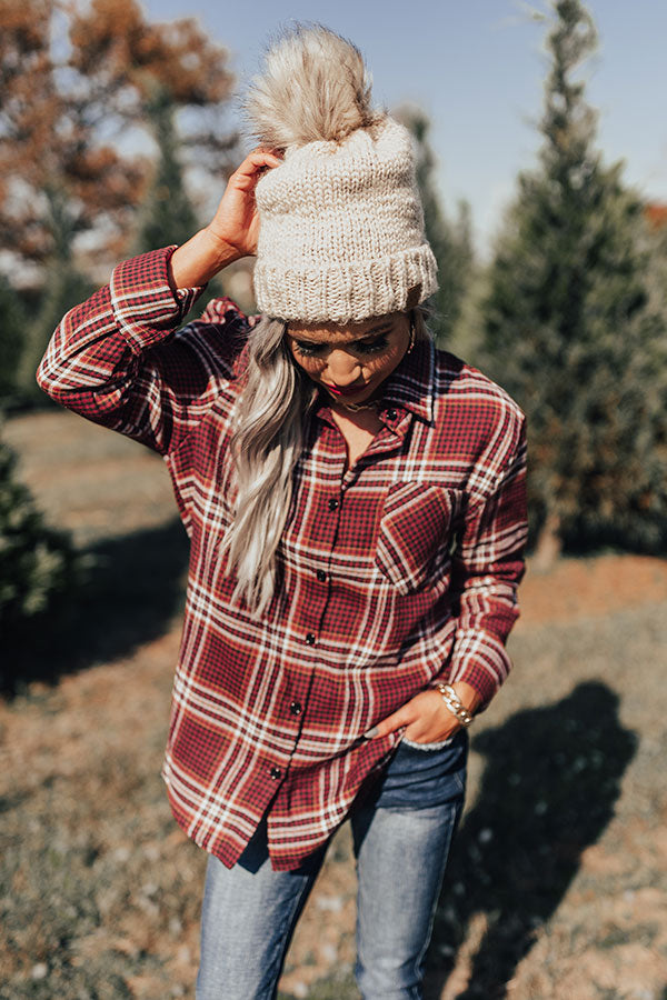 Forever Mine Flannel Top In Wine