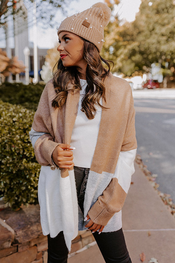 Hello, Harvard Colorblock Cardigan In Iced Latte Image - 1