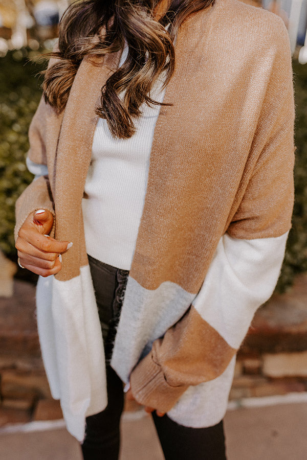 Hello, Harvard Colorblock Cardigan In Iced Latte Image - 1