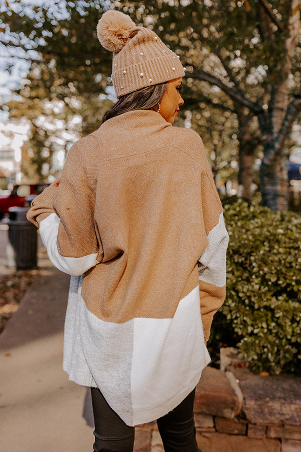 Hello, Harvard Colorblock Cardigan In Iced Latte Image - 1