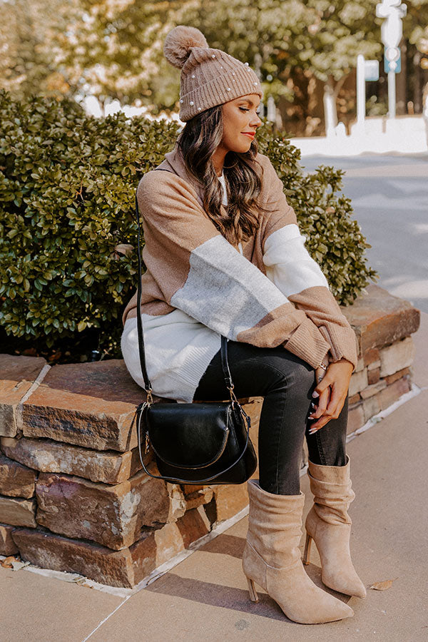 Hello, Harvard Colorblock Cardigan In Iced Latte Image - 1