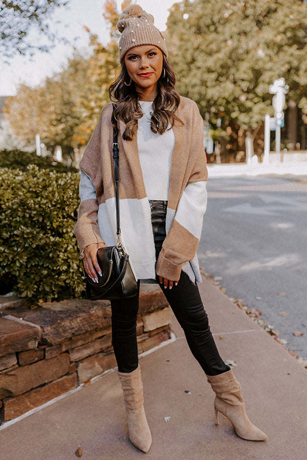 Hello, Harvard Colorblock Cardigan In Iced Latte Image - 1