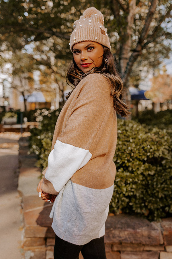 Hello, Harvard Colorblock Cardigan In Iced Latte Image - 1
