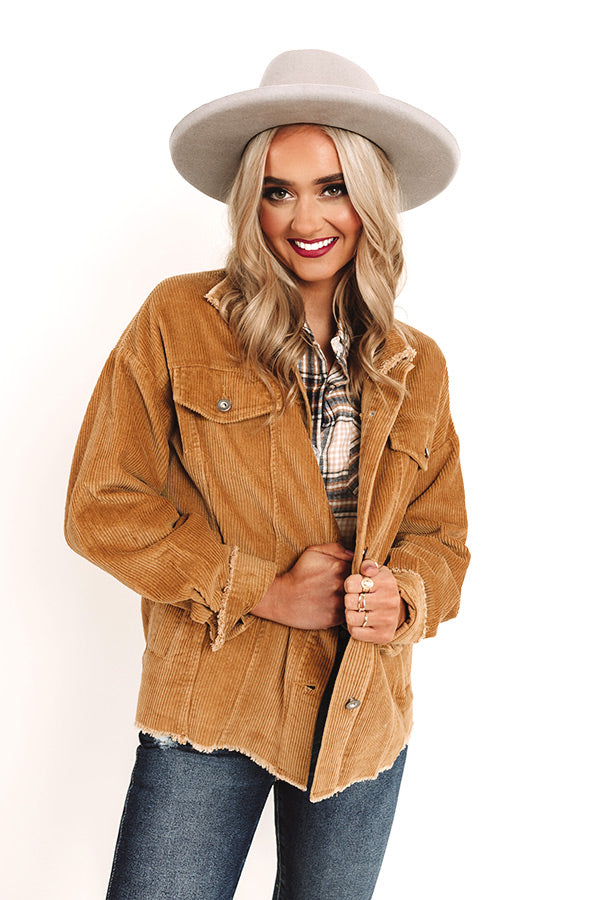 Fireside Flirty Corduroy Jacket In Camel