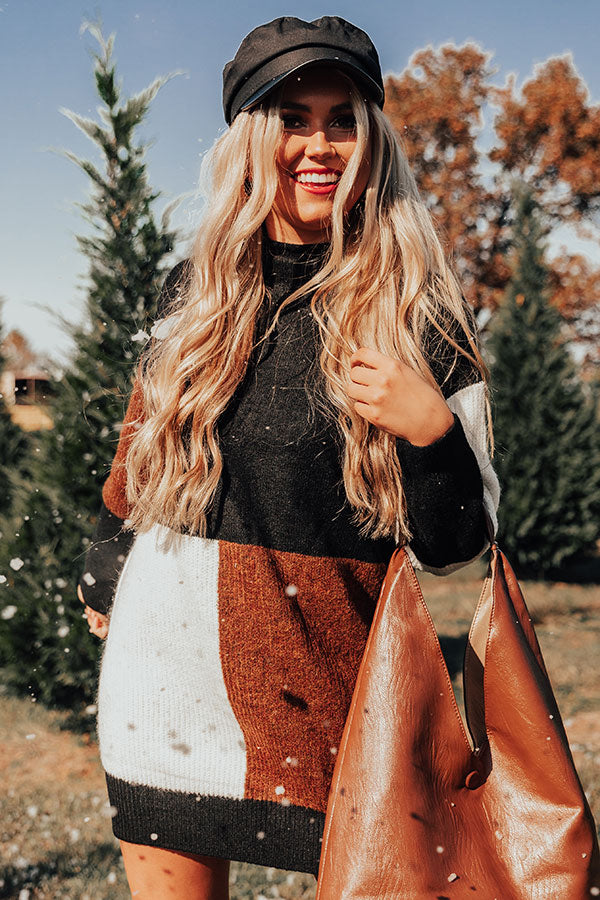 colorblock sweater dress Hello, Harvard Colorblock Sweater Dress In Black