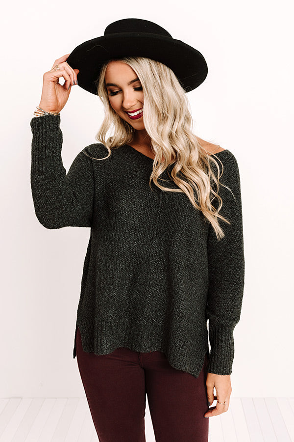 Beyond Today Shift Sweater In Charcoal