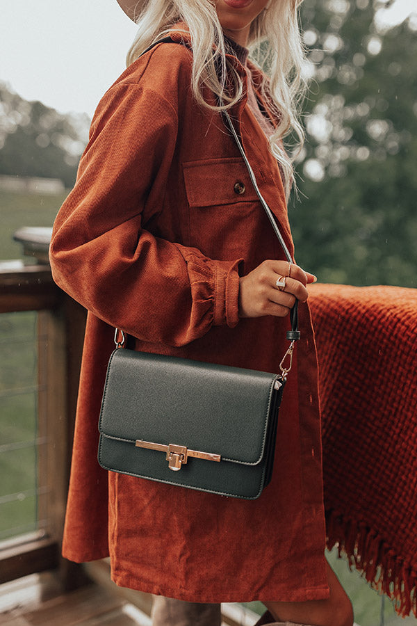 Golden Era Faux Leather Crossbody In Army Green