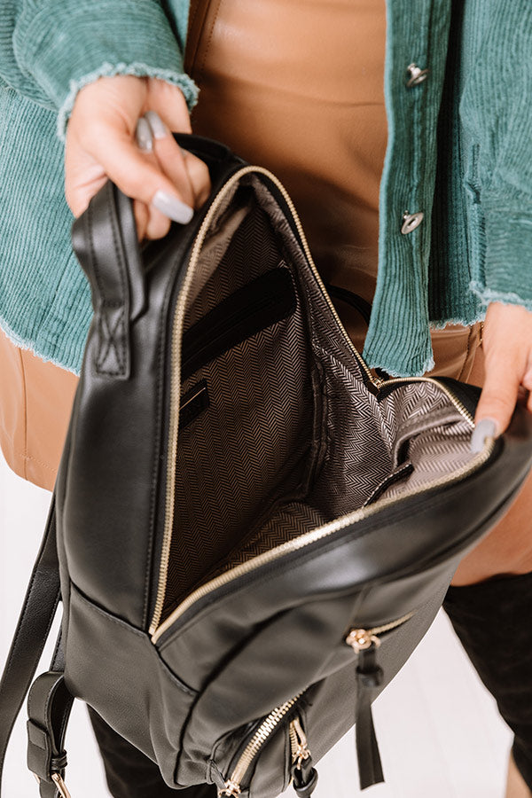cute black faux leather backpack Hiding Out Faux Leather Backpack In Black