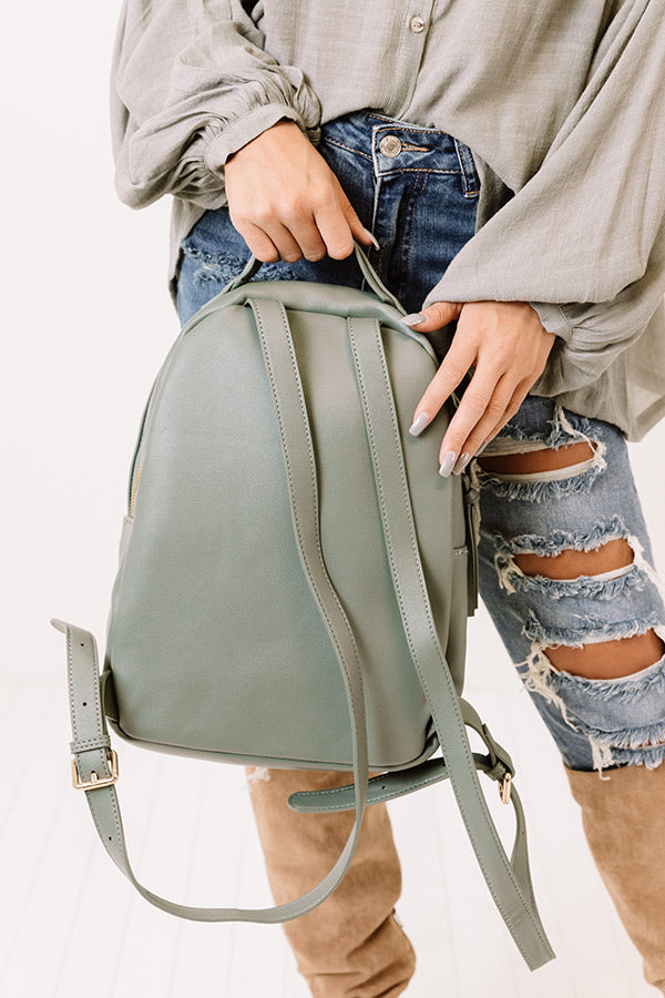 Hiding Out Faux Leather Backpack In Pear