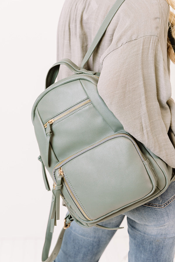 Hiding Out Faux Leather Backpack In Pear