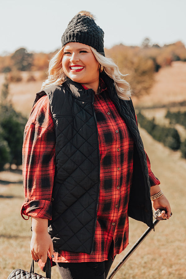 Cottage Vibes Flannel Tunic Top in Red Curves Image - 1