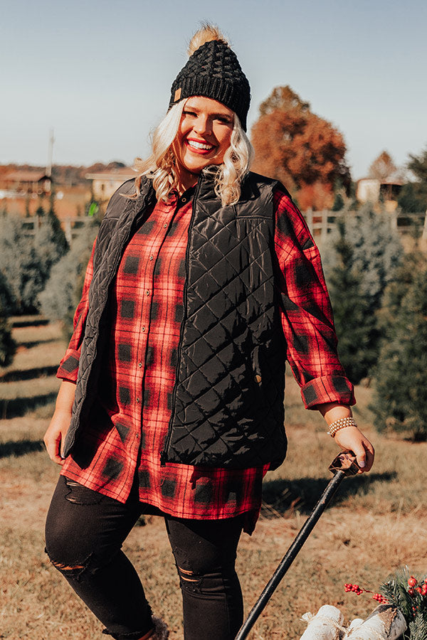 Cottage Vibes Flannel Tunic Top in Red Curves Image - 1