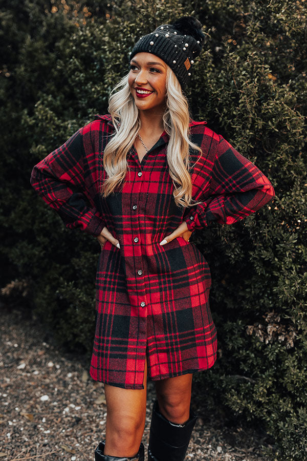 Peppermint Kisses Flannel Tunic Dress in Red Peppermint Kisses Flannel Tunic Dress in Red