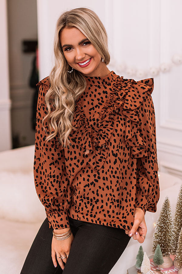 Leopard best sale ruffle top