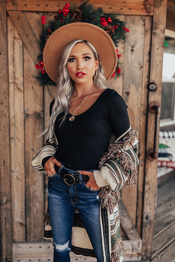 Catchup Over Coffee Ribbed Bodysuit in Black