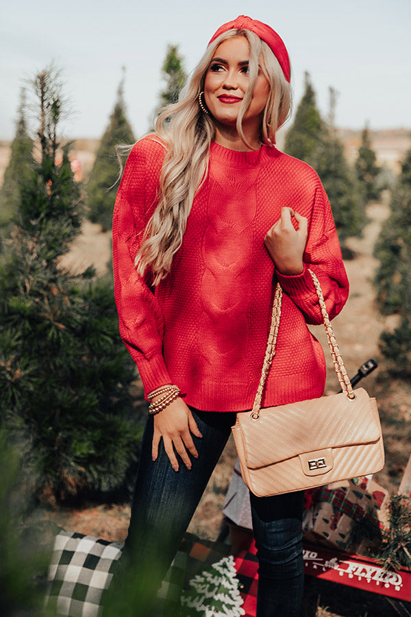 Double Shot Of Espresso Knit Sweater in Red