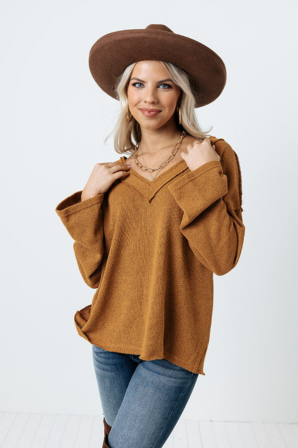 Hear Me Out Shift Top in Camel