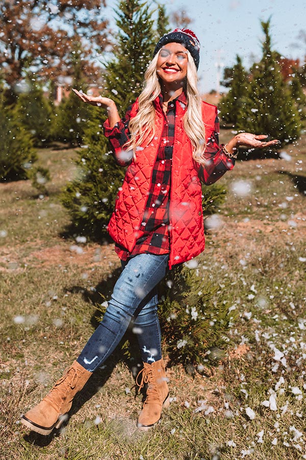 Big Bear Lake Quilted Vest in Wine