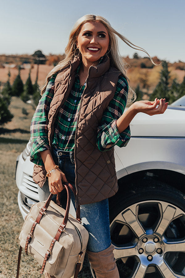 Big Bear Lake Quilted Vest in Mocha