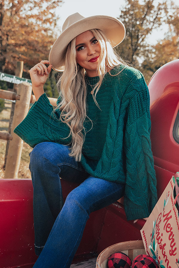 Windchill Cable Knit Sweater In Hunter Green