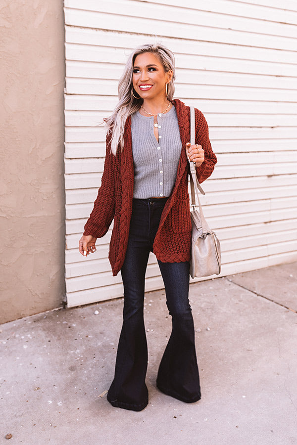 On Vineyard Time Cardigan in Dark Rust