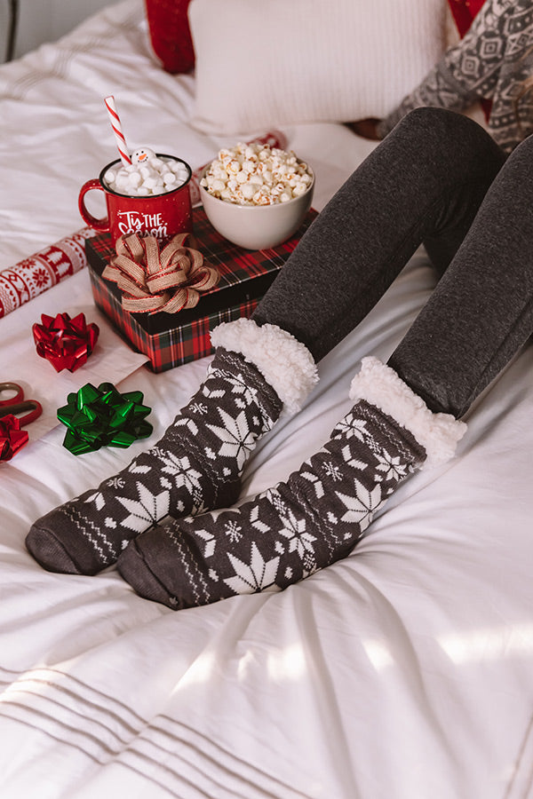 Warm And Snuggly Sherpa Lined Socks In Grey