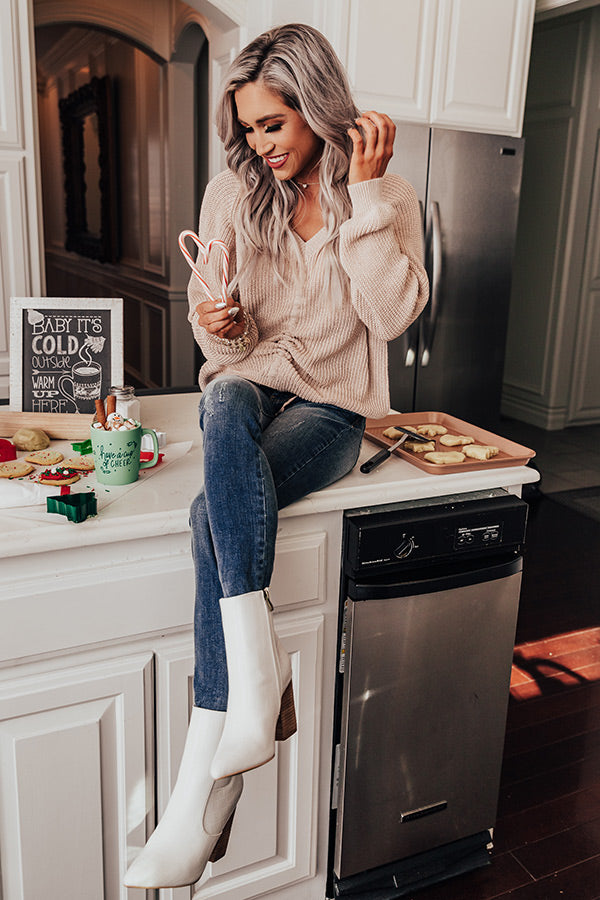 Bonjour Beautiful Knit Sweater In Iced Latte