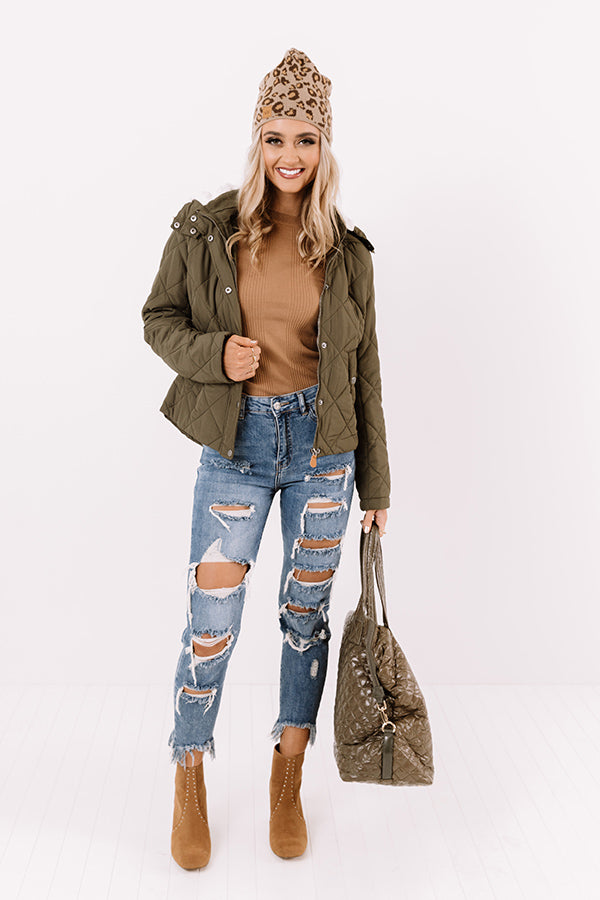 Snow Storm Quilted Jacket In Olive • Impressions Online Boutique