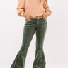 The Cooper High Waist Corduroy Flares In Olive Image - 1