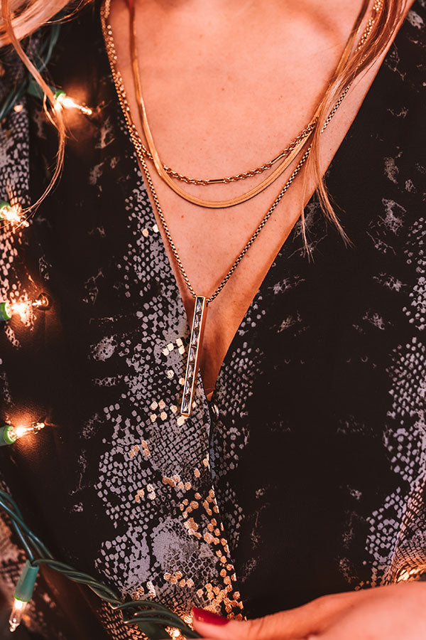 Kendra Scott Jack Vintage Gold Multi Strand Necklace in Charcoal Gray Crystal Image - 1