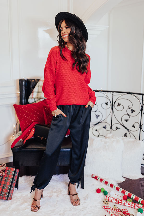 Waiting For Flurries Knit Sweater in Red