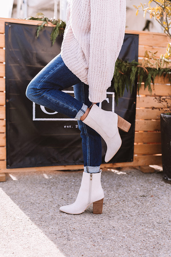 The Gia Faux Leather Bootie In Birch