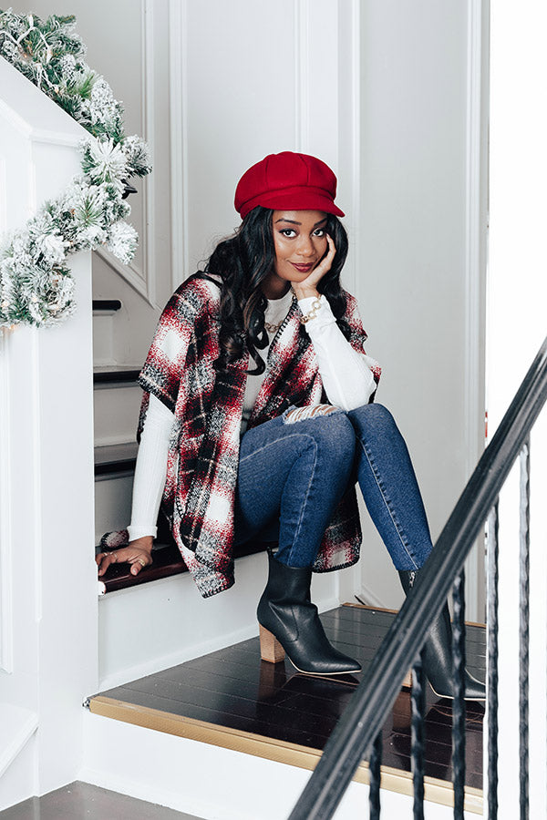 Snowmass Plaid Poncho In Red