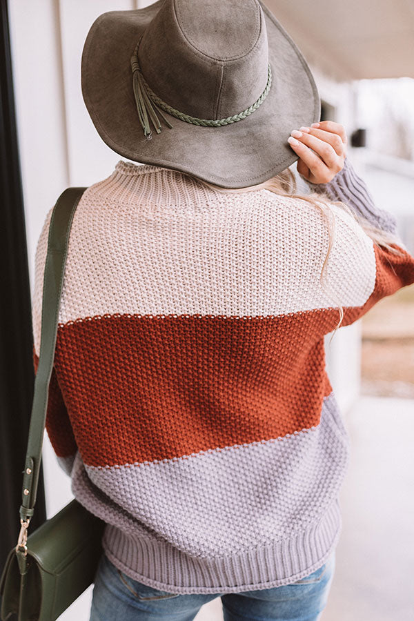 Season Of Miracles Color Block Sweater in Rust Image - 1