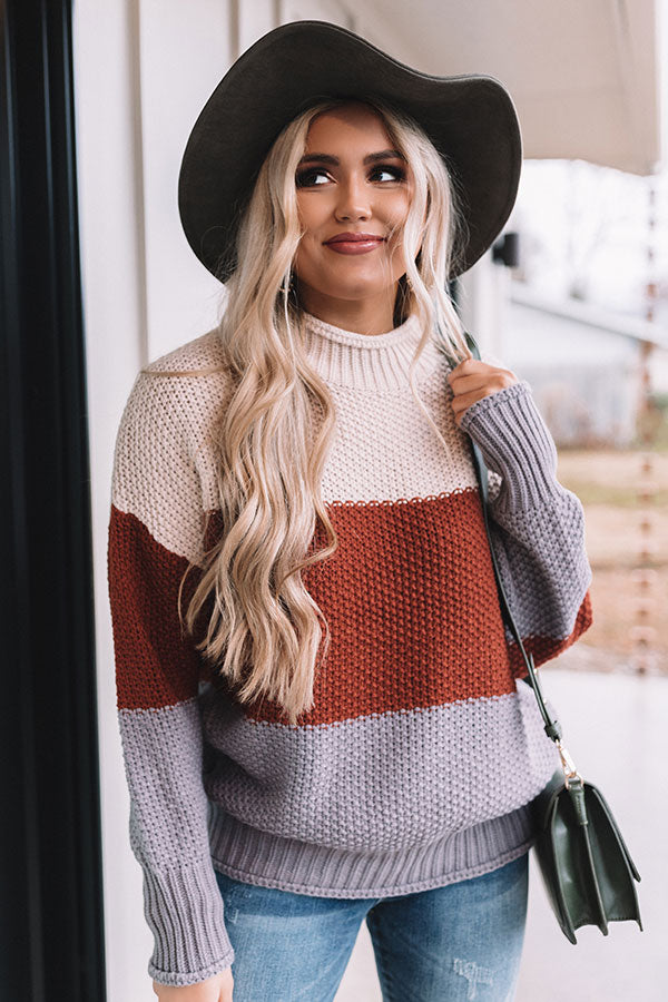 Season Of Miracles Color Block Sweater in Rust Image - 1
