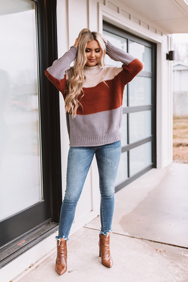 Season Of Miracles Color Block Sweater in Rust Image - 1