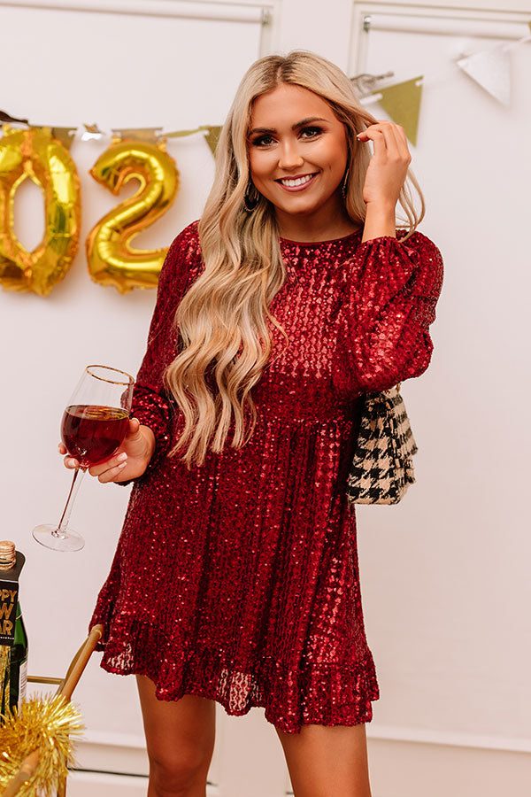 Midnight Toast Sequin Dress In Crimson Midnight Toast Sequin Dress In Crimson