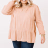 Chic Checklist Babydoll Top In Peach Curves Image - 1