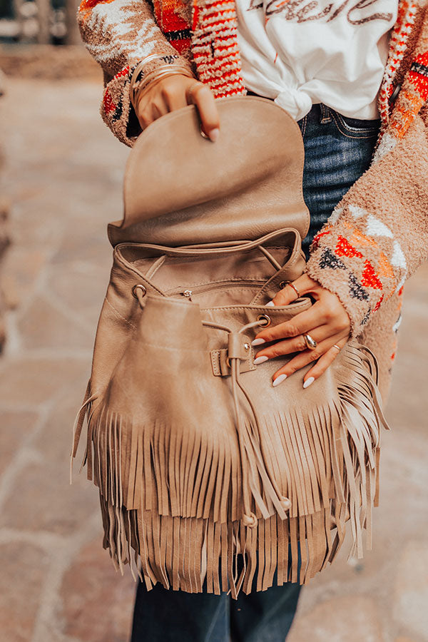 bianca mini backpack with fringe Chic Checklist Fringe Backpack In Iced Latte