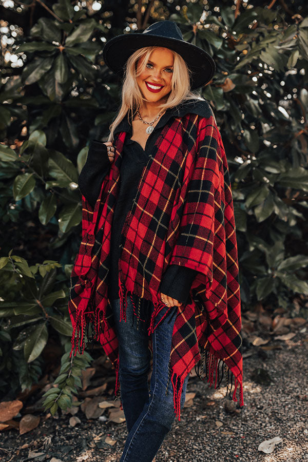 Surrounded By Snuggles Plaid Poncho