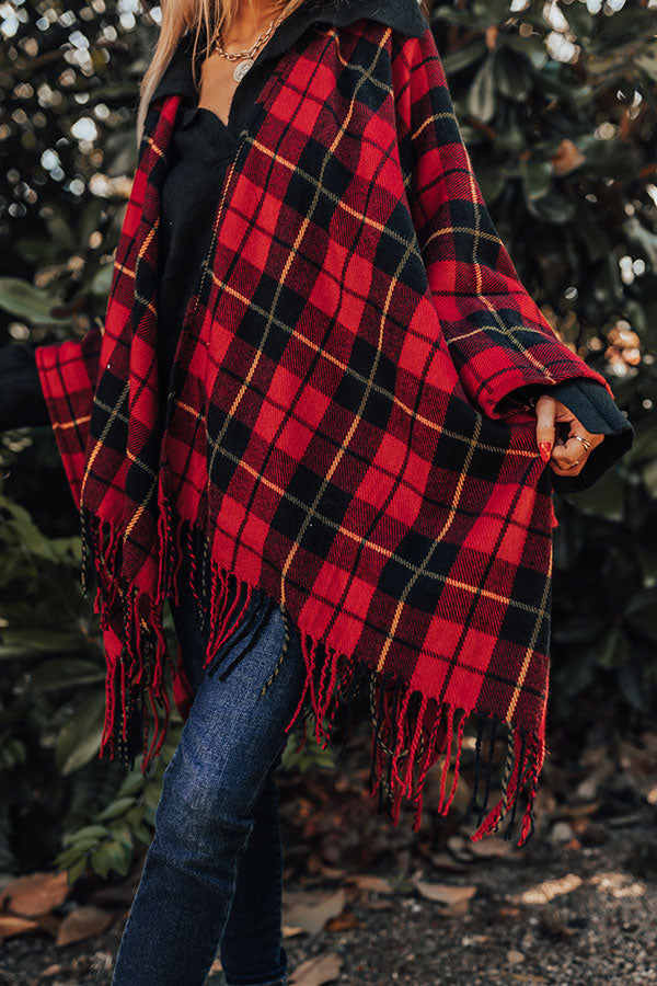 Surrounded By Snuggles Plaid Poncho