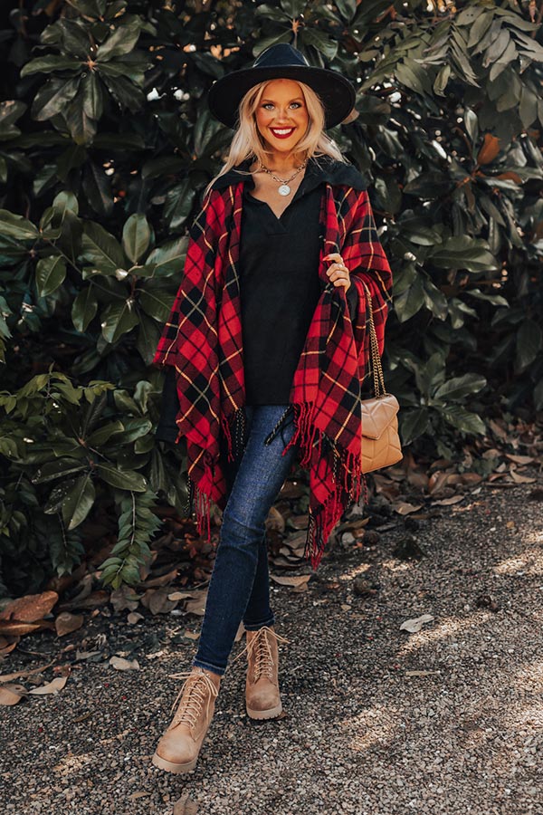 Surrounded By Snuggles Plaid Poncho