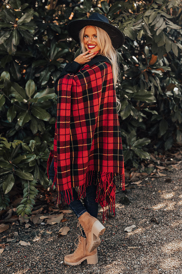 Surrounded By Snuggles Plaid Poncho